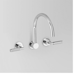 Astra Walker - Assemble Knurled Icon + Lever - A68.28.KN - Wall Set with 206mm Swivel Spout - Chrome