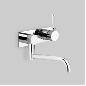 Astra Walker - Assemble Knurled Icon + Lever - A68.29.48.BP.KN - Wall Set on Backplate with 200mm Swivel Spout - Chrome
