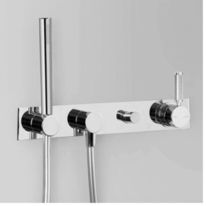 Astra Walker - Assemble Knurled Icon + Lever - A68.48.42.V4.KN - Wall Set with Hand Shower, Diverter & Mixer - Chrome