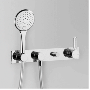 Astra Walker - Assemble Knurled Icon + Lever - A68.48.42.V5.KN - Wall Set with Multi-Function Hand Shower, Diverter & Mixer - Chrome