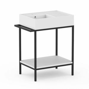 ADP - Antonio - ANTFC0600FML/R - Ceramic Floor Mount Vanity 600mm, Offset - Gloss White / Matte Black
