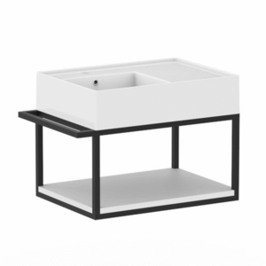 ADP - Antonio - ANTFC0600WHL/R - Ceramic Wall Hung Vanity 600mm, Offset - Gloss White / Matte Black