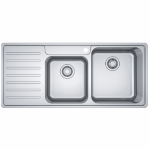 Franke - BCX621RHD - Bell Double Bowl Sink w/ Drainer - Stainless Steel