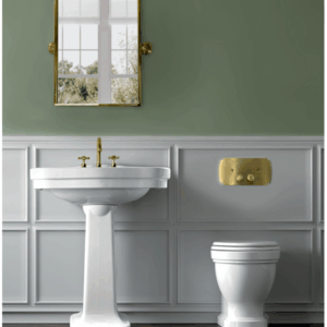 Turner Hastings - Package - CF302GE-BB - Claremont Floor Mounted Pan & Seat + Geberit In-wall Cistern + Traditional Flush Plate - Brushed Brass