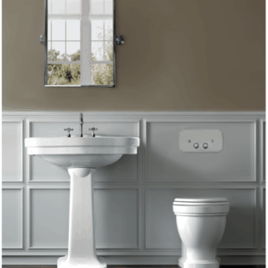 Turner Hastings - Package - CF301GE-CH - Claremont Floor Mounted Pan & Seat + Geberit In-wall Cistern + Traditional Flush Plate - Chrome