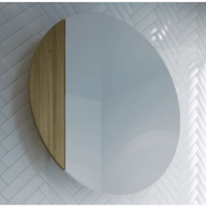 Rifco - Cirque T2 -  CIR600T - Mirror Cabinet 600mm - White Gloss / Timber