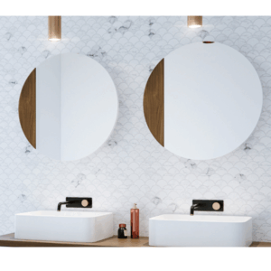 Rifco - Cirque T2 -  CIR750T - Mirror Cabinet 750mm - White Gloss / Timber