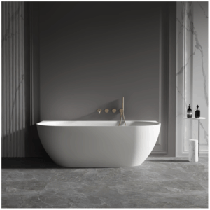KasKadeStone - Cleo - CLEO1520BTWMATWHITE - Back To Wall Oval Stone Bath 1520 - Matte White