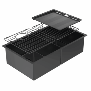 Abey - Piazza - CR340DB - Double Square Bowl - Black Pearl