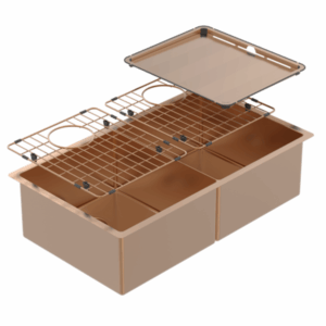 Abey - Piazza - CR340DCO - Double Square Bowl - Artisan Copper