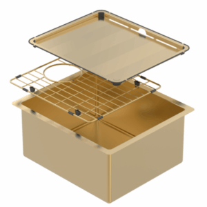Abey - Piazza - CR340G - Square Bowl Sink - Eureka Gold