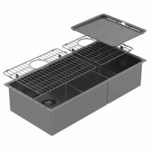 Abey - Piazza - CR500DB - One & 3/4 Square Bowl Sink - Black Pearl