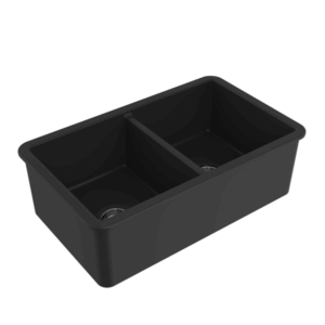 Turner Hastings - Cuisine - CUD81FS-MB - 81 x 49 Double Inset / Undermount Fine Fireclay Sink - Matte Black