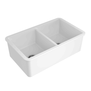 Turner Hastings - Cuisine - CUD85FS - 85 x 46 Double Inset / Undermount Fine Fireclay Sink - Gloss White