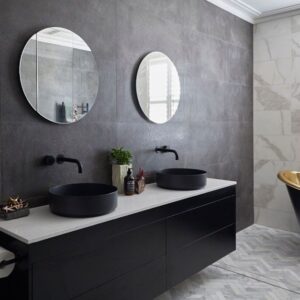 Rifco - Cirque  - CIRB600 - Shaving Mirror Cabinet 600mm - Black Matte