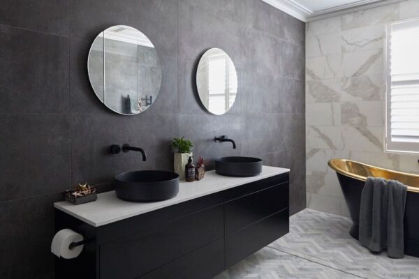 Rifco - Cirque  - CIRB600 - Shaving Mirror Cabinet 600mm - Black Matte