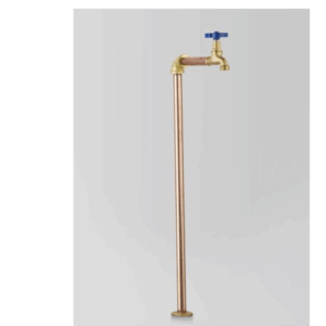 Astra Walker - Eden - A11.16.22.V1B - Pillar Tap Floor Mounted with Blue Handle - Natural Copper