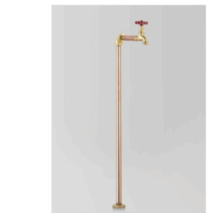 Astra Walker - Eden - A11.16.22.V1R - Pillar Tap Floor Mounted with Red Handle - Natural Copper