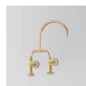 Astra Walker - Eden - A11.32 - Sink Set Hob Mounted with Brass Handle - Natural Copper