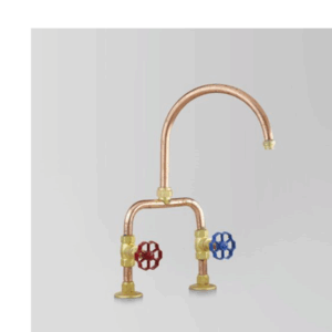 Astra Walker - Eden - A11.32.V1 - Sink Set Hob Mounted with Red & Blue Handle - Natural Copper