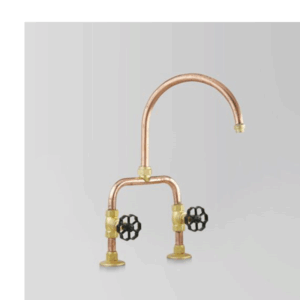 Astra Walker - Eden - A11.32.V2 - Sink Set Hob Mounted with Gloss Black Handle - Natural Copper