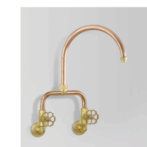 Astra Walker - Eden - A11.34 - Sink Set Wall Mounted with Brass Handle - Natural Copper