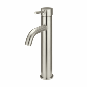 Meir - MB04-R3-PVDBN - Round Tall Basin Mixer Curved - PVD Brushed Nickel