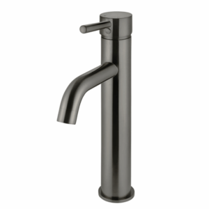 Meir - MB04-R3-PVDGM - Round Tall Basin Mixer Curved - Shadow Gunmetal
