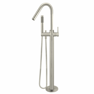 Meir - MB09-PVDBN- Round Freestanding Bath Spout & Hand Shower - PVD Brushed Nickel