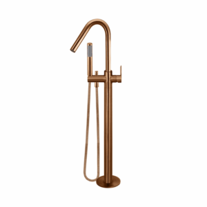 Meir - MB09PD-PVDBZ - Round Paddle Freestanding Bath Spout & Hand Shower - PVD Lustre Bronze