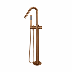 Meir - MB09PN-PVDBZ - Round Pinless Freestanding Bath Spout & Hand Shower - PVD Lustre Bronze