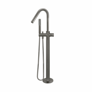 Meir - MB09PN-PVDGM - Round Pinless Freestanding Bath Spout & Hand Shower - Shadow Gunmetal