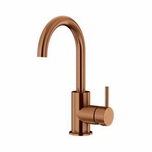 Meir - MB17-PVDBZ - Round Gooseneck Basin Mixer - PVD Lustre Bronze