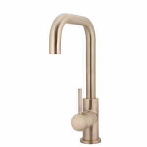 Meir - MK02-CH - Round Kitchen Mixer Tap Curved - Champagne