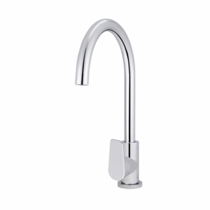 Meir - MK03PD-C - Round Gooseneck Kitchen Mixer Tap with Paddle Handle - Polished Chrome