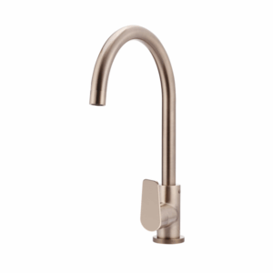 Meir - MK03PD-CH - Round Gooseneck Kitchen Mixer Tap with Paddle Handle - Champagne