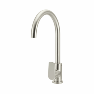 Meir - MK03PD-PVDBN - Round Gooseneck Kitchen Mixer Tap with Paddle Handle - PVD Brushed Nickel