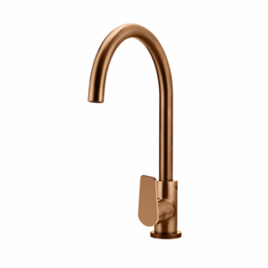 Meir - MK03PD-PVDBZ - Round Gooseneck Kitchen Mixer Tap with Paddle Handle - PVD Lustre Bronze