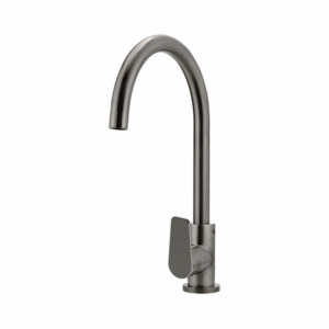 Meir - MK03PD-PVDGM - Round Gooseneck Kitchen Mixer Tap with Paddle Handle - PVD Shadow Gunmetal