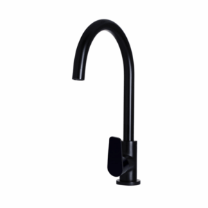 Meir - MK03PD - Round Gooseneck Kitchen Mixer Tap with Paddle Handle - Matte Black