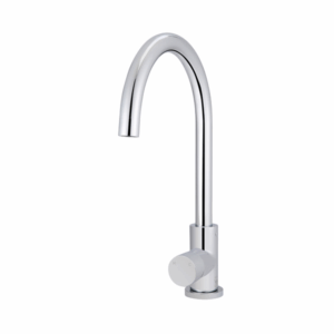 Meir - MK03PN-C - Round Gooseneck Kitchen Mixer Tap with Pinless Handle - Polished Chrome