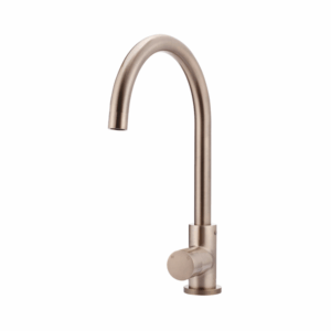 Meir - MK03PN-CH - Round Gooseneck Kitchen Mixer Tap with Pinless Handle - Champagne