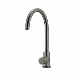 Meir - MK03PN-PVDGM - Round Gooseneck Kitchen Mixer Tap with Pinless Handle - Shadow Gunmetal