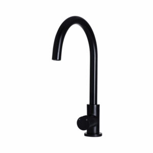 Meir - MK03PN - Round Gooseneck Kitchen Mixer Tap with Pinless Handle - Matte Black