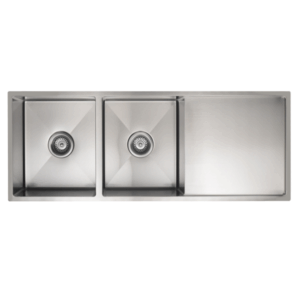 Meir - MKSP-D1160440D-PVDBN - Lavello Kitchen Sink - Double Bowl & Drainboard 1160 x 440 - PVD Brushed Nickel