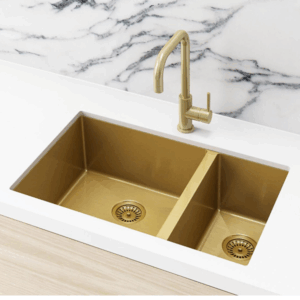 Meir -  MKSP-D670440-PVDBB - Lavello Kitchen Sink - 1 & 1/2 Bowl 670 x 440 - PVD Brushed Bronze Gold