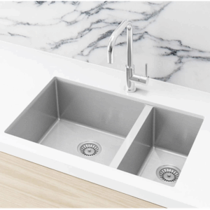 Meir - MKSP-D670440-PVDBN - Lavello Kitchen Sink - 1 & 1/2 Bowl 670 x 440 - PVD Brushed Nickel