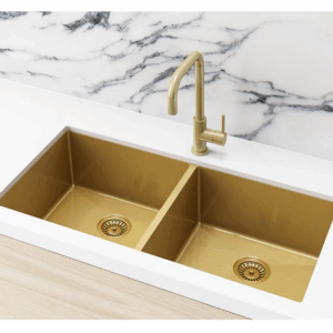 Meir -  MKSP-D860440-PVDBB - Lavello Kitchen Sink - Double Bowl 860 x 440 - PVD Brushed Bronze Gold