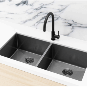 Meir - MKSP-D860440-PVDGM - Lavello Kitchen Sink - Double Bowl 860 x 440 - PVD Gunmetal Black