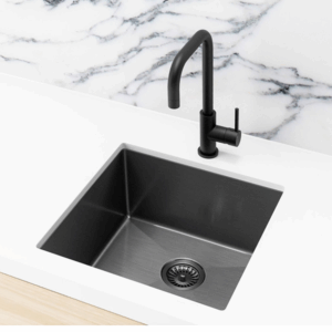 Meir - MKSP-S450450-PVDGM - Lavello Kitchen Sink - Single Bowl 450 x 450 - PVD Gunmetal Black